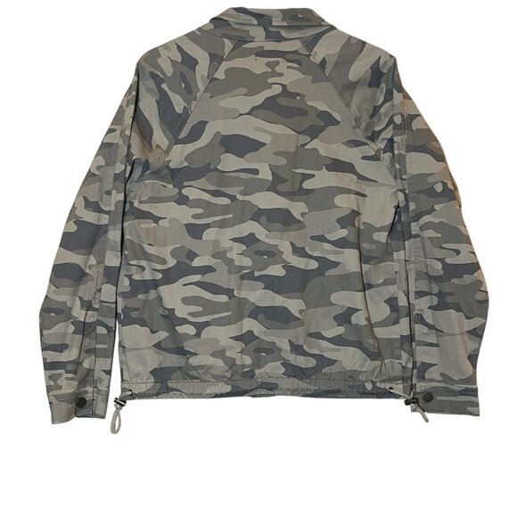 Democracy Camo Jacket Women's Small Size Gray Drawstring Bottom Zipper Cotton - Picture 2 of 11